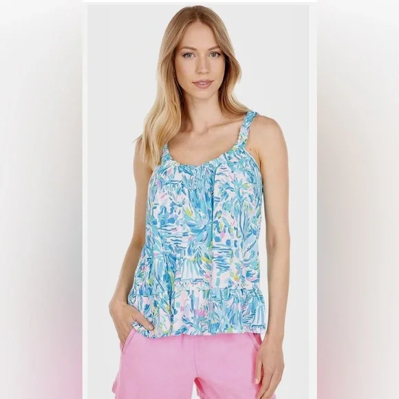 lilly pulitzer loro tank blue ibiza cabana size L - Picture 1 of 6